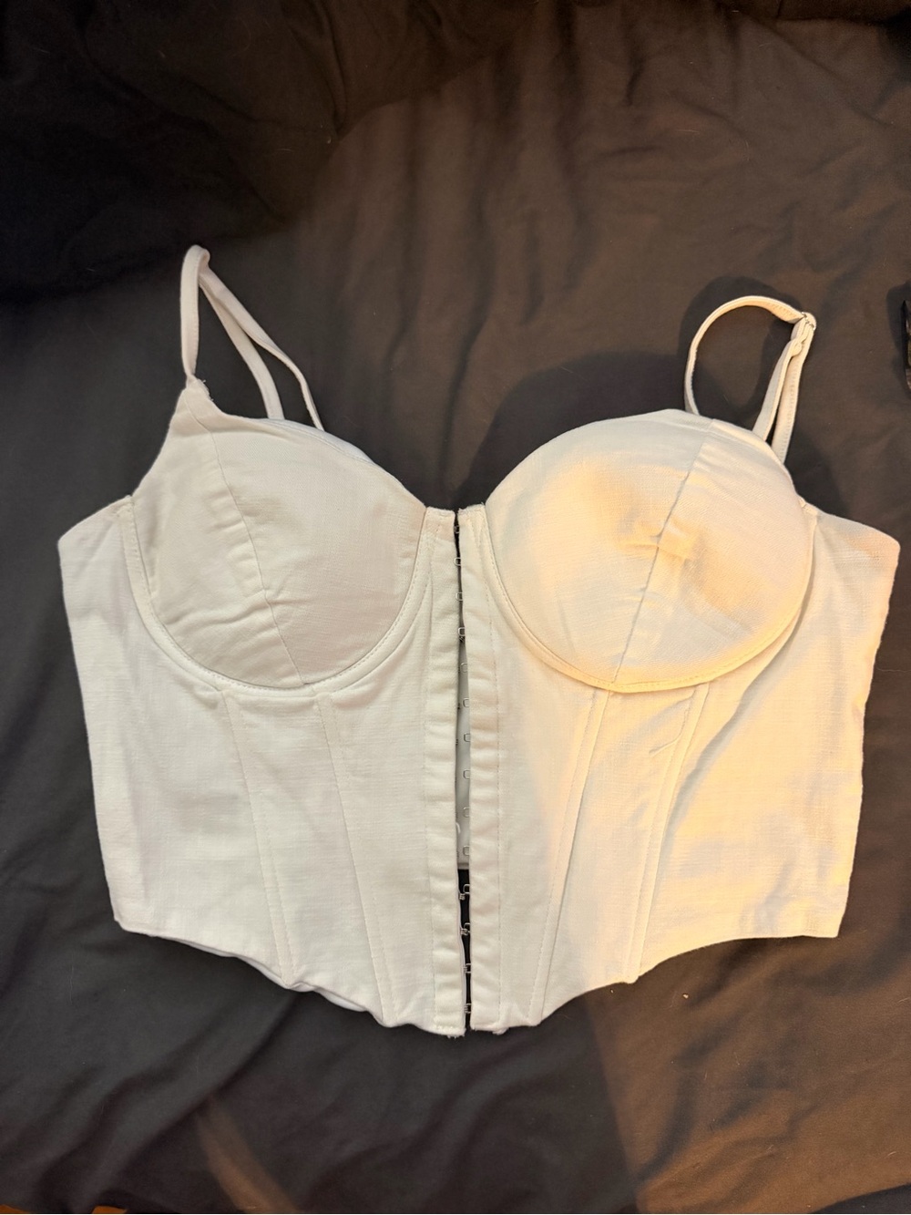 Windsor Ivory Bustier Crop Top with Front Hook Closure